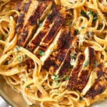 blackened chicken alfredo served fresh