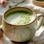 Japanese Mounjaro recipe drink served in a rustic ceramic mug with natural lighting and traditional Japanese bamboo whisk